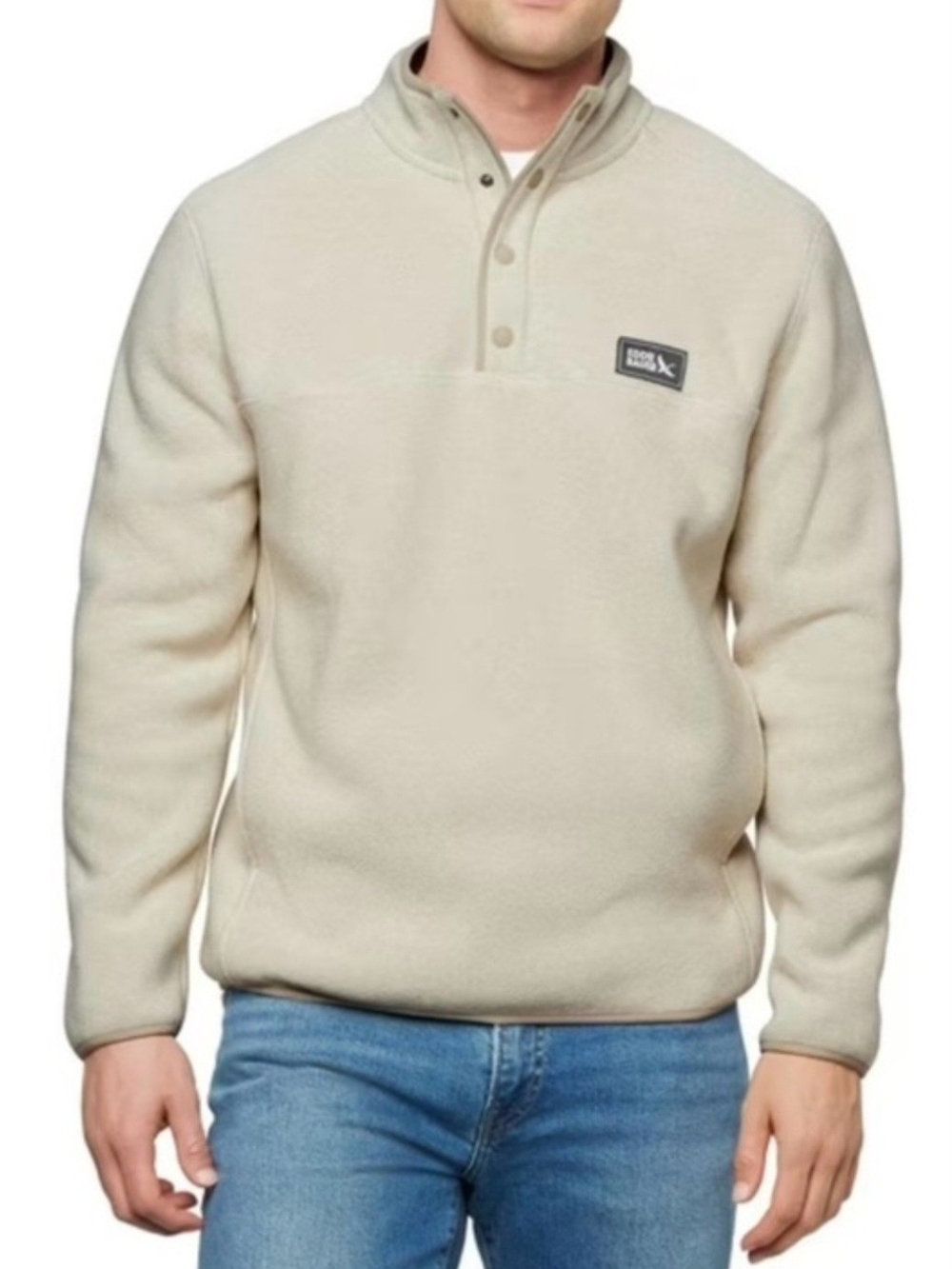 Eddie Bauer Cream Quarter-Snap Fleece Pullover